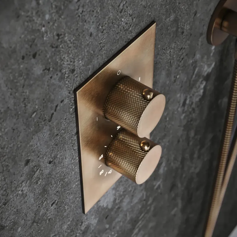 Saniclear Antique Curved inbouw thermostaat met inbouwdeel verouderd messing Korting