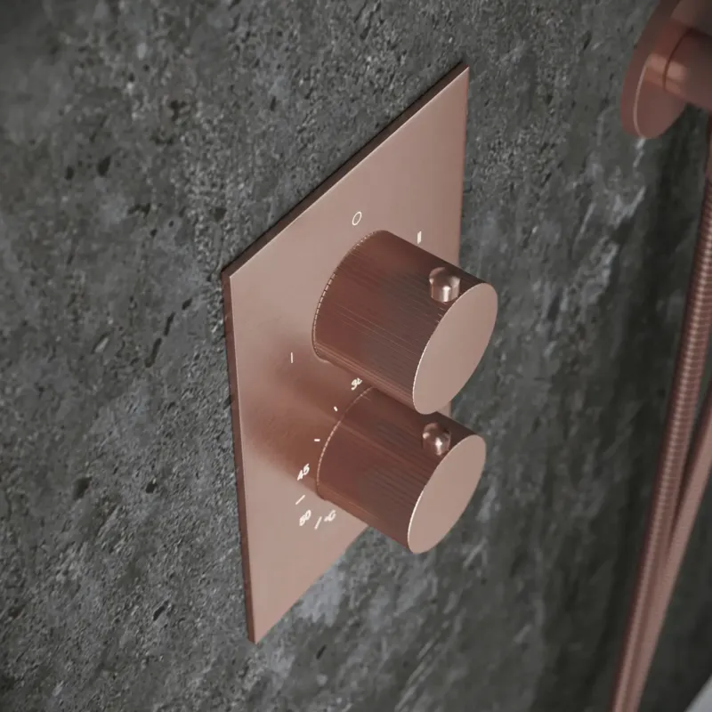 Gereduceerde Prijs Saniclear Copper Stripes inbouw thermostaat met inbouwdeel geborsteld koper