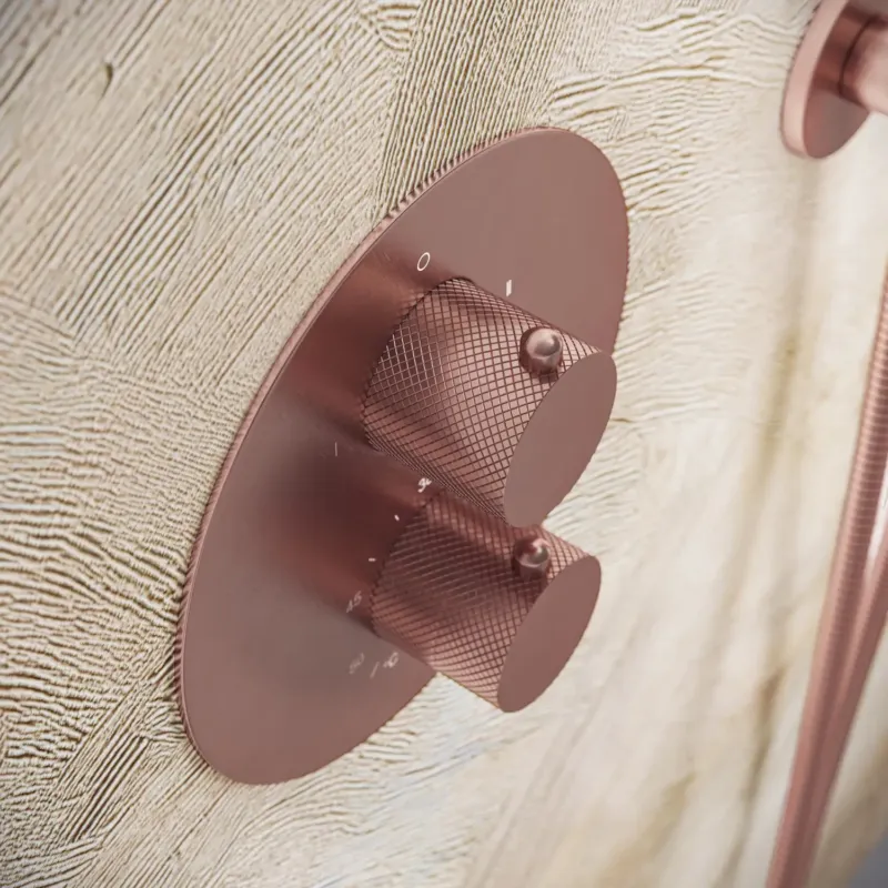 Saniclear Copper Curved rond inbouw thermostaat met inbouwdeel geborsteld koper Betaalbaar
