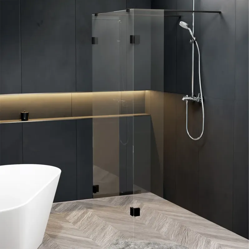 Direct Beschikbaar Riho Scandic X202 vrijstaande douchewand 155cm met 40cm zijwand zwart mat