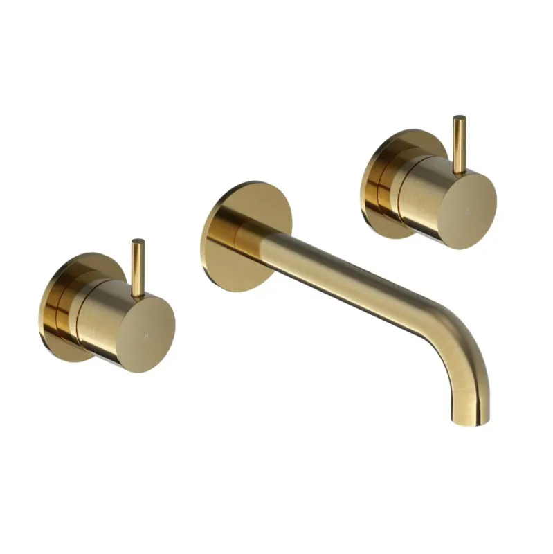 Hotbath Cobber 3-gats inbouw wastafelkraan 18cm geborsteld messing Must-Have
