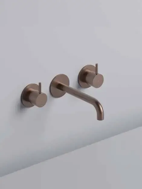 Hotbath Cobber 3-gats inbouw wastafelkraan 18cm geborsteld koper PVD Koopje