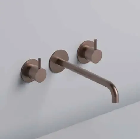 Hotbath Cobber 3-gats inbouw wastafelkraan 25cm geborsteld koper PVD Lage Kosten