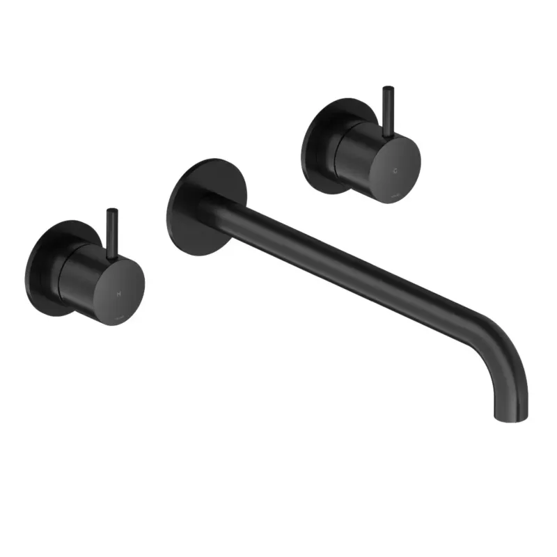 Hotbath Cobber 3-gats inbouw wastafelkraan 25cm gepolijst zwart PVD Voordeelprijs