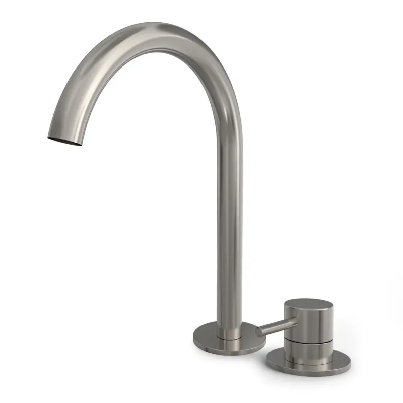 Hotbath Buddy 2-gats hoge wastafelkraan geborsteld nikkel Merkproduct