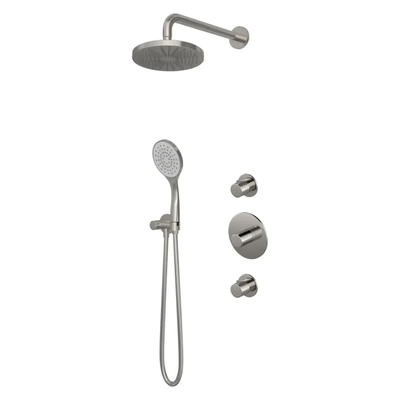 Superprijs Hotbath Buddy IBS12 inbouw regendouche 30cm met 3 standen handdouche en glijstang geborsteld nikkel