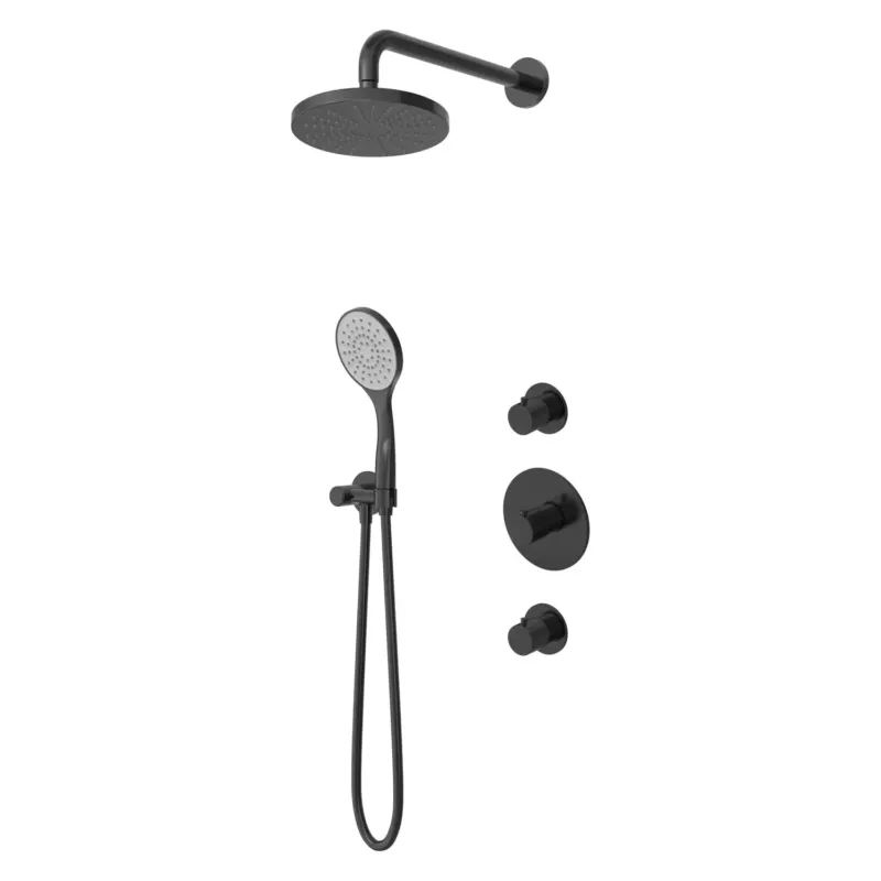 Hotbath Buddy IBS12 inbouw regendouche 20cm met 3 standen handdouche, glijstang en plafondbuis 15cm geborsteld zwart PVD Beste Prijs