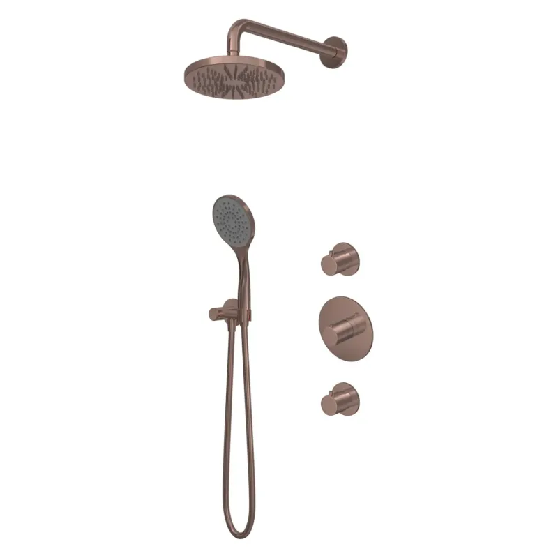 Bestseller Hotbath Buddy IBS12 inbouw regendouche 25cm met 3 standen handdouche, glijstang en plafondbuis 30cm geborsteld koper PVD