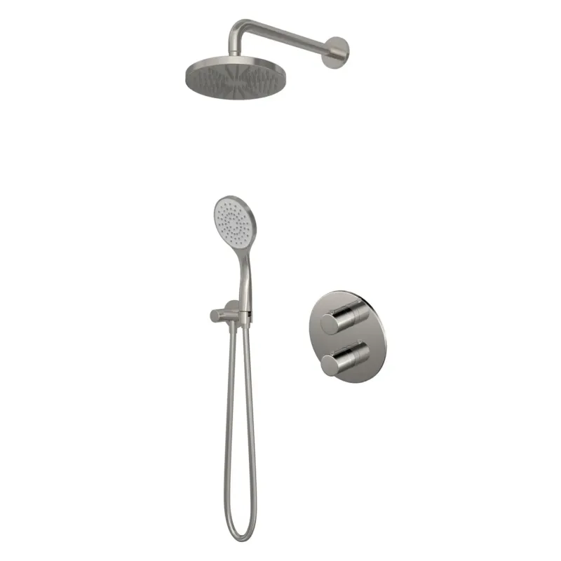Aanbieding Hotbath Buddy IBS12A inbouw regendouche 25cm met 3 standen handdouche en glijstang geborsteld nikkel