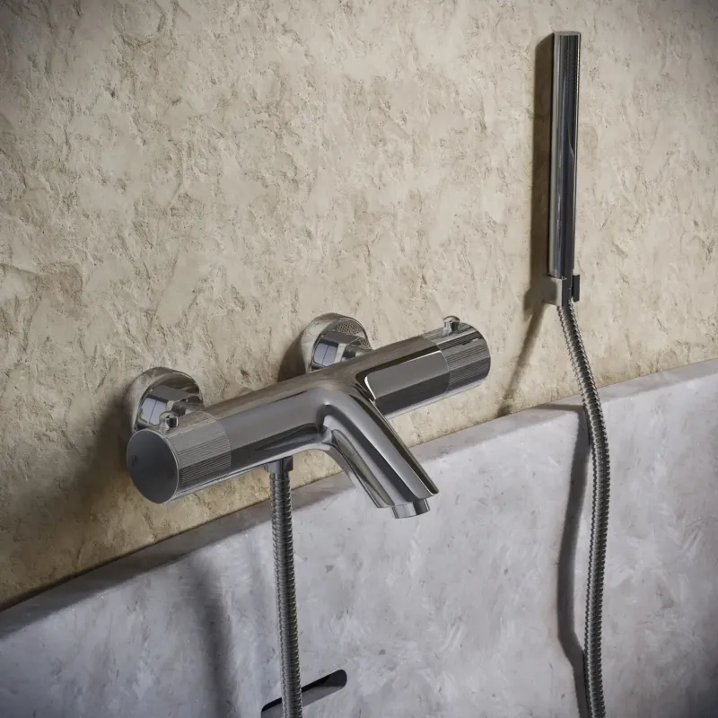 Saniclear Talpa Stripes thermostatische opbouw badkraan met handdouche chroom Uitverkoop