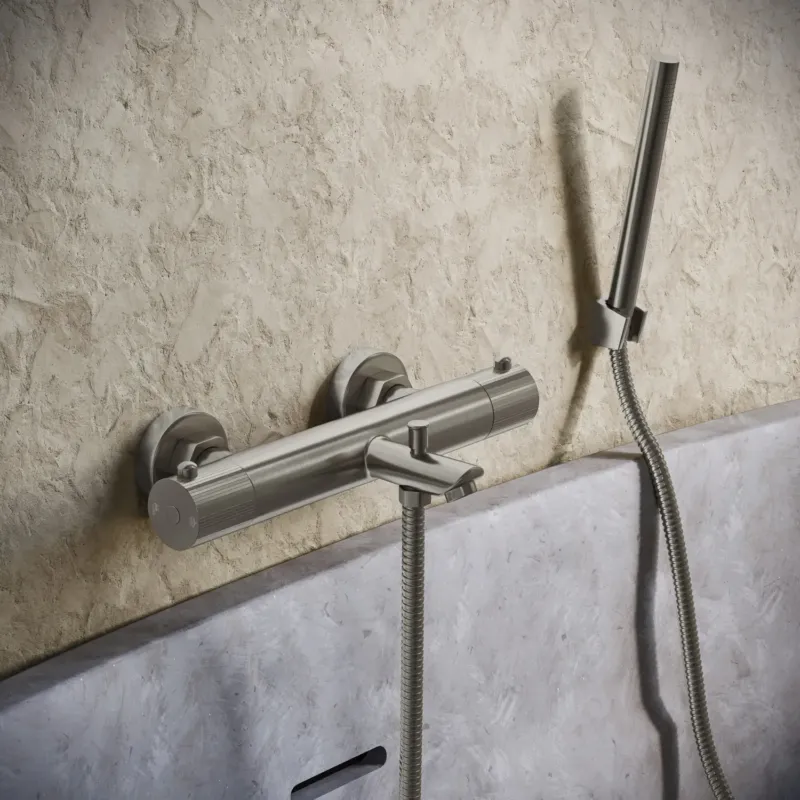 Favoriet Saniclear Exclusive Stripes thermostatische opbouw badkraan met handdouche RVS