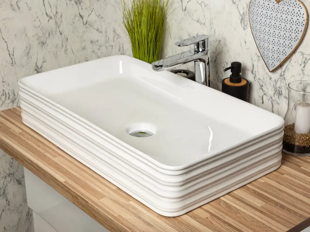 Voordeelprijs Kerra KR053 waskom rechthoekig glans wit 67.5x37.5x12cm