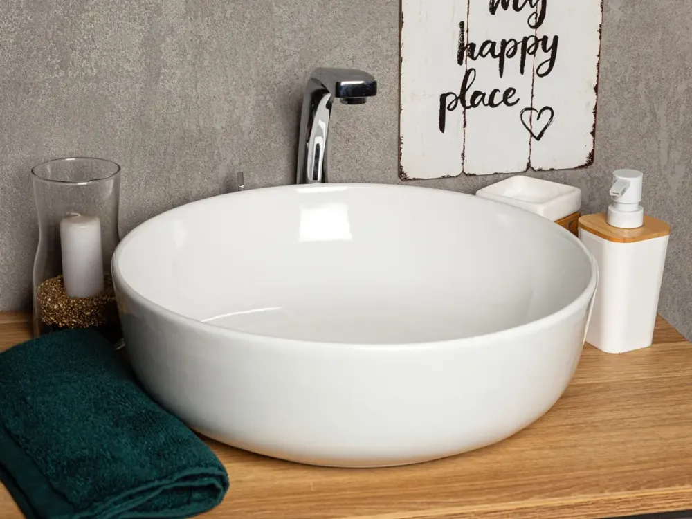 Koop Online Kerra 98 waskom rond glans wit 41.5x41.5x13cm