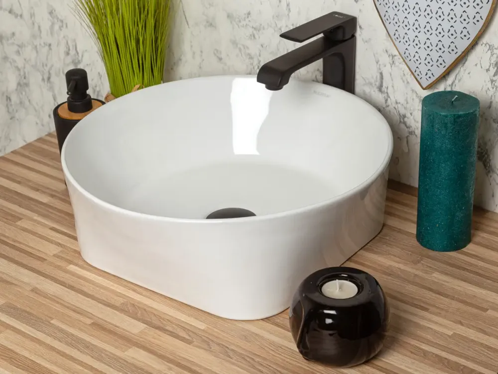 Beperkte Voorraad Kerra KR919 waskom rond glans wit 40x40x14cm