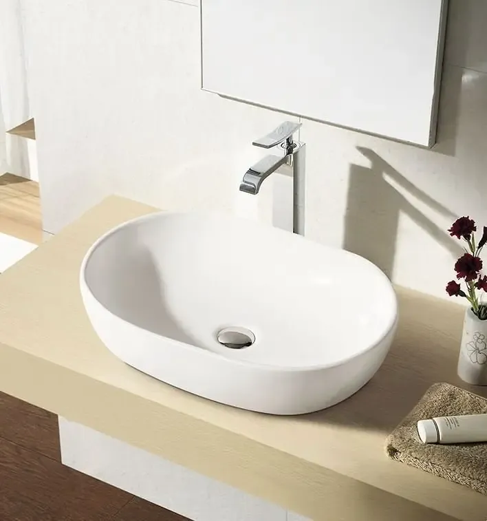 Express Levering Sapho Rondane keramische waskom 60x42cm wit