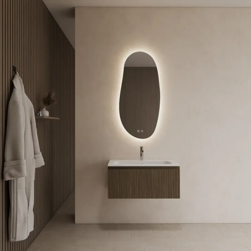 Gliss Design Timotheus badmeubel met ribbelfront 70cm ash gray met mat witte wastafel Asia Bestel Nu