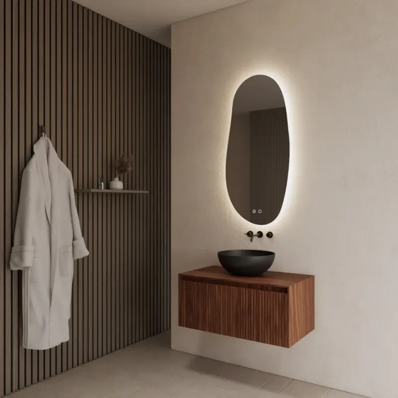 Gliss Design Timotheus badmeubel met ribbelfront 70cm walnut Superprijs