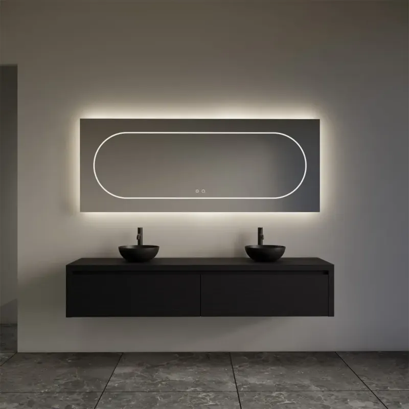 Alleen Vandaag Gliss Design Ares badmeubel 180cm 2 lades black veneer zonder waskom