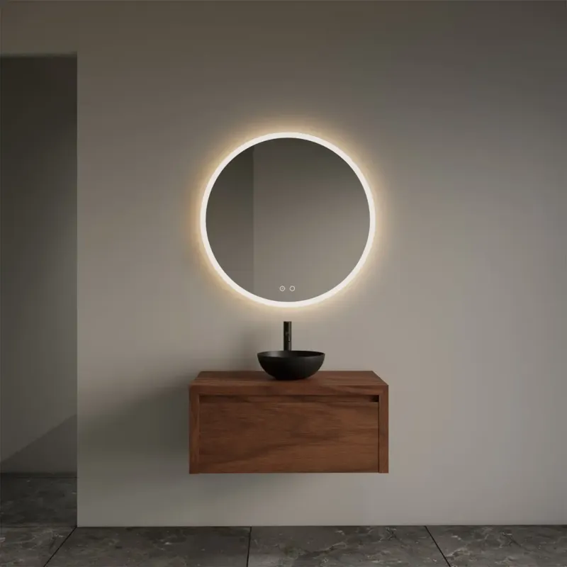Gereduceerde Prijs Gliss Design Ares badmeubel 80cm walnoot zonder waskom