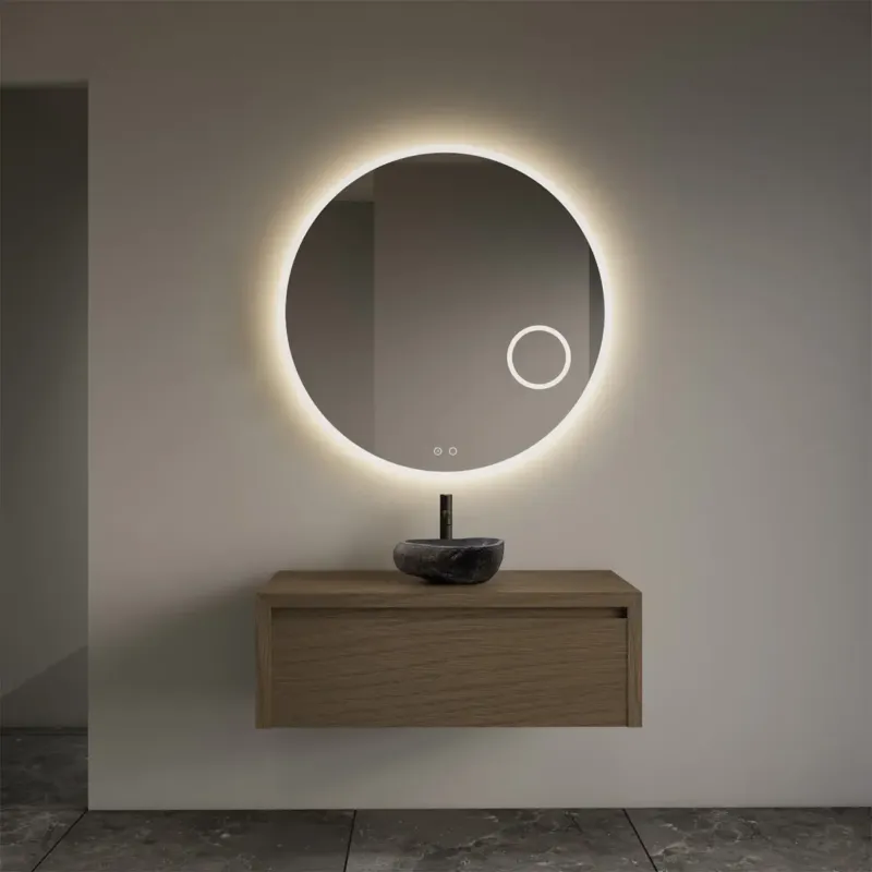 Voordeelprijs Gliss Design Ares badmeubel 100cm ash gray met rivierstenen waskom