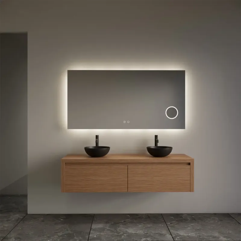 Shop Nu Gliss Design Ares badmeubel 120cm 2 lades pure met zwarte waskommen
