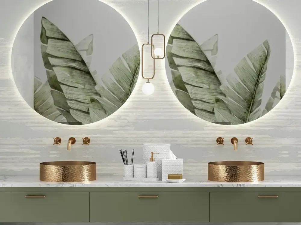 Sapho Aurum waskom rond 38cm rosé goud met structuur Snelle Levering