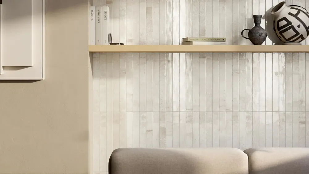 Aanbieding Valence Vista wandtegel dakota 4.5x45cm beige
