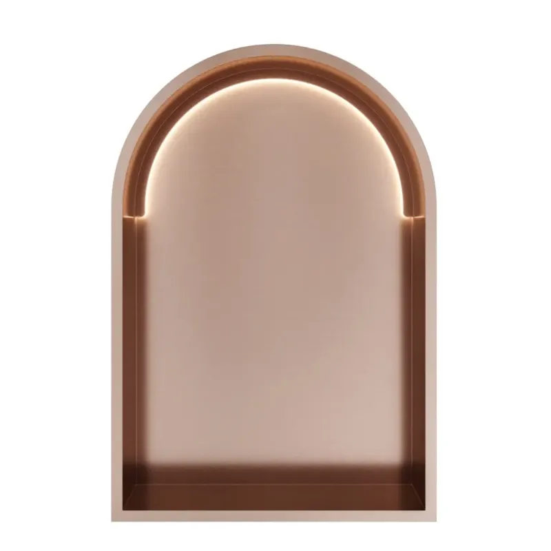 Hotbath &More inbouwnis met verlichting toogmodel 30x45x10cm geborsteld koper PVD Populair