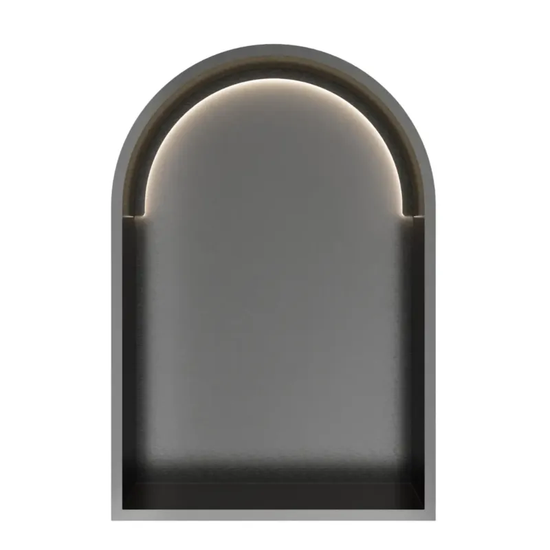 Bestseller Hotbath &More inbouwnis met verlichting toogmodel 30x45x10cm geborsteld gunmetal PVD