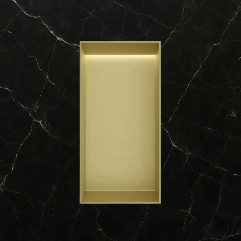 Hotbath &More frameless inbouwnis met verlichting 30x15x10cm geborsteld messing PVD Beperkt Aanbod