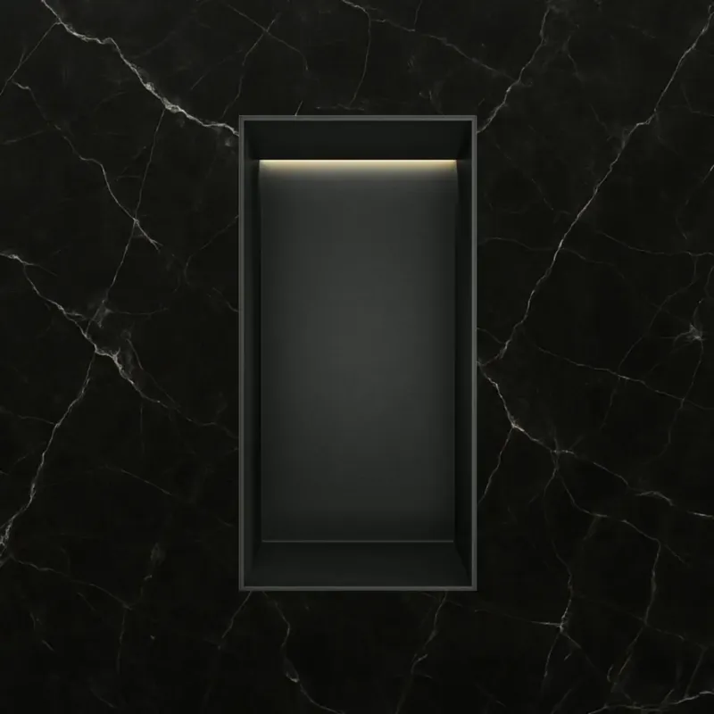 Hotbath &More frameless inbouwnis met verlichting 30x15x10cm geborsteld zwart PVD Tijdelijk Beschikbaar