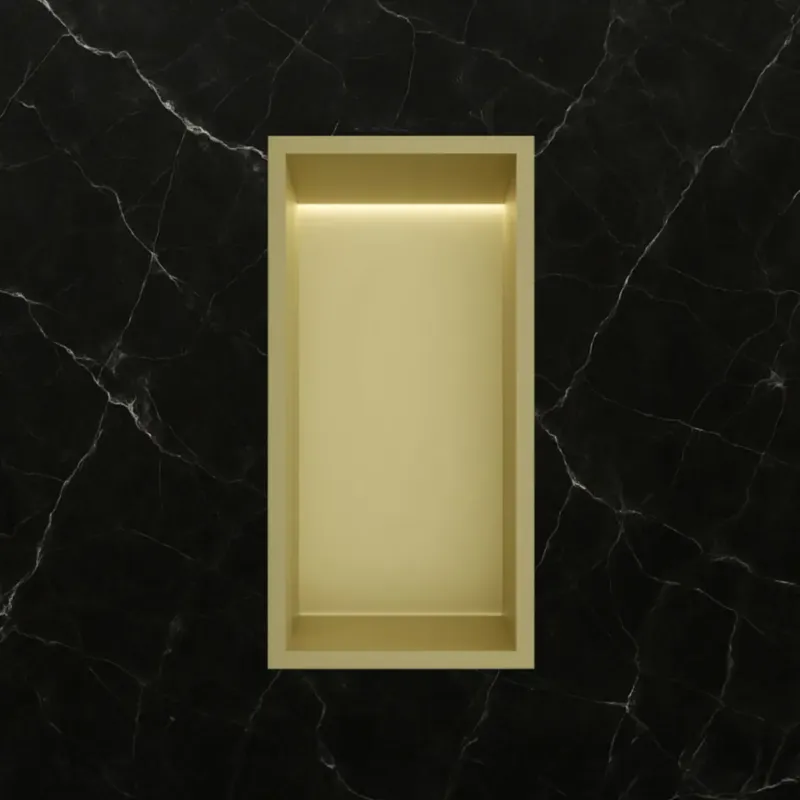 Hotbath &More inbouwnis met verlichting 30x15x10cm geborsteld messing PVD Must-Have