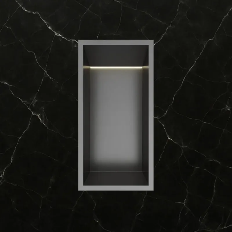Hotbath &More inbouwnis met verlichting 30x15x10cm geborsteld gunmetal PVD Snelle Levering