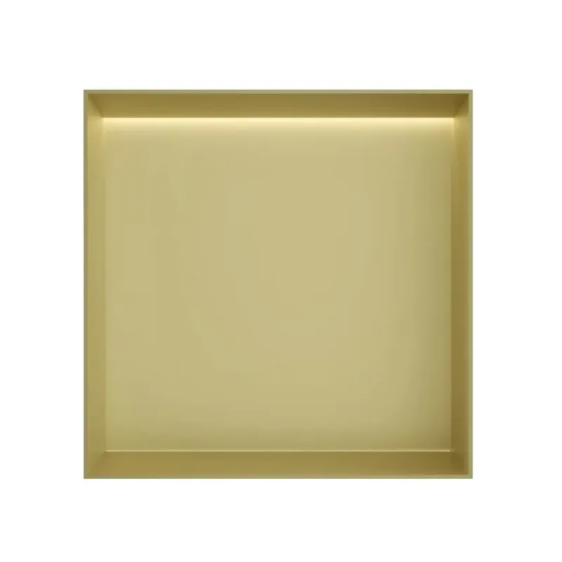 Betrouwbaar Hotbath &More frameless inbouwnis met verlichting 30x30x10cm geborsteld messing PVD