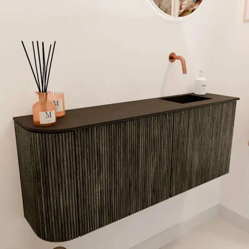 Mondiaz Joya 100cm toiletmeubel ronding links shadow met wastafel faye rechts zonder kraangat urban Voordeelprijs