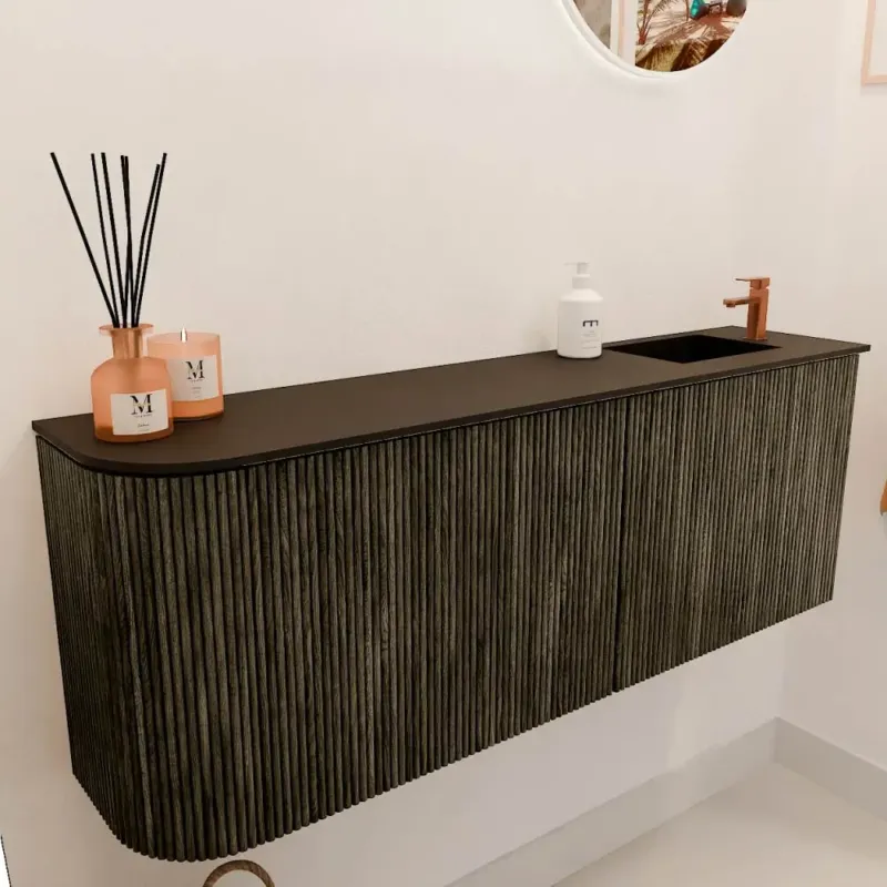 Weekendaanbieding Mondiaz Joya 110cm toiletmeubel ronding links shadow met wastafel faye rechts 1 kraangat urban