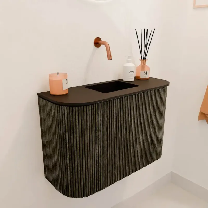 Mondiaz Joya 65cm toiletmeubel ronding links/rechts shadow met wastafel faye midden zonder kraangat urban Beste Prijs