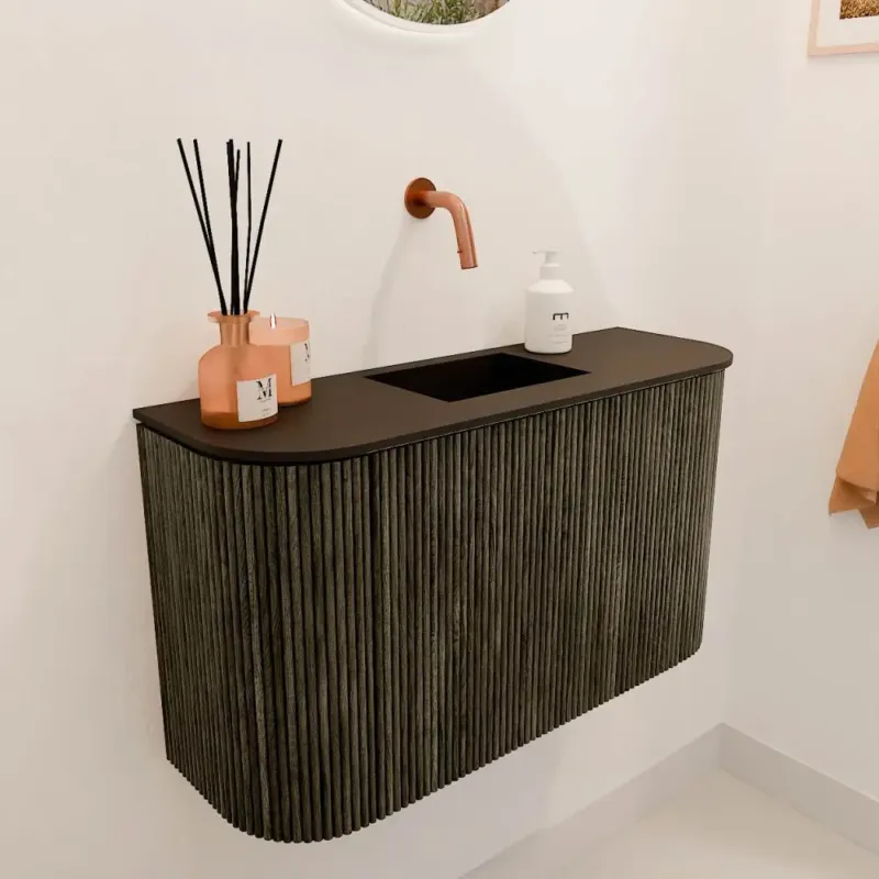 Mondiaz Joya 75cm toiletmeubel ronding links/rechts shadow met wastafel faye midden zonder kraangat urban Speciale Aanbieding
