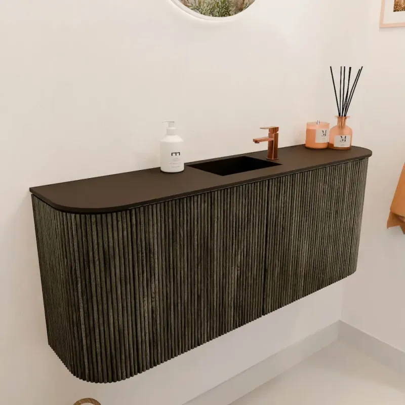 Hete Deal Mondiaz Joya 105cm toiletmeubel ronding links/rechts shadow met wastafel faye midden 1 kraangat urban