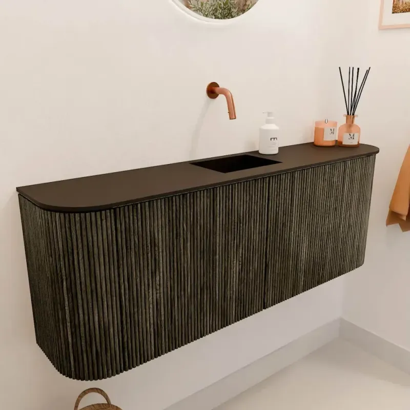 Mondiaz Joya 115cm toiletmeubel ronding links/rechts shadow met wastafel faye midden zonder kraangat urban Gereduceerde Prijs