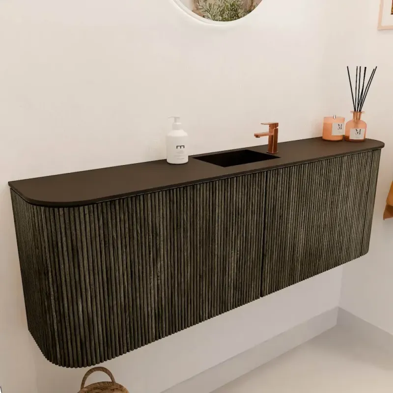 Actieprijs Mondiaz Joya 125cm toiletmeubel ronding links/rechts shadow met wastafel faye midden 1 kraangat urban