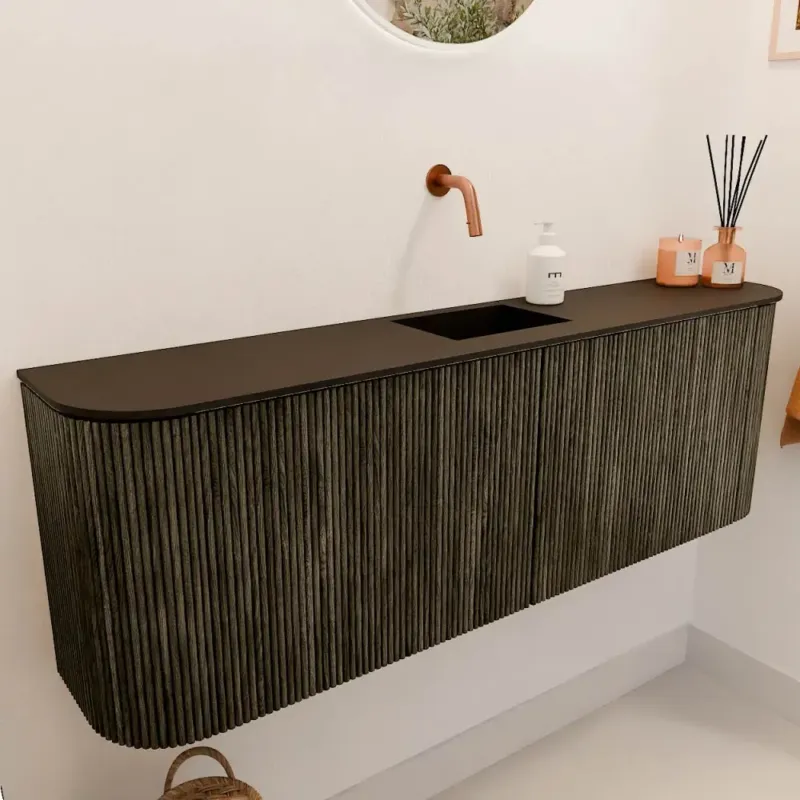 Laatste Versie Mondiaz Joya 125cm toiletmeubel ronding links/rechts shadow met wastafel faye midden zonder kraangat urban