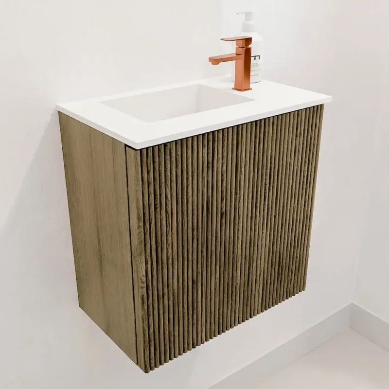Mondiaz Joya 40cm toiletmeubel dusk met wastafel faye links 1 kraangat talc Premium