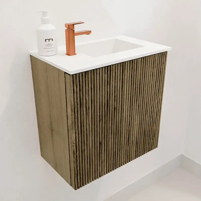 Direct Verzonden Mondiaz Joya 40cm toiletmeubel dusk met wastafel faye rechts 1 kraangat talc