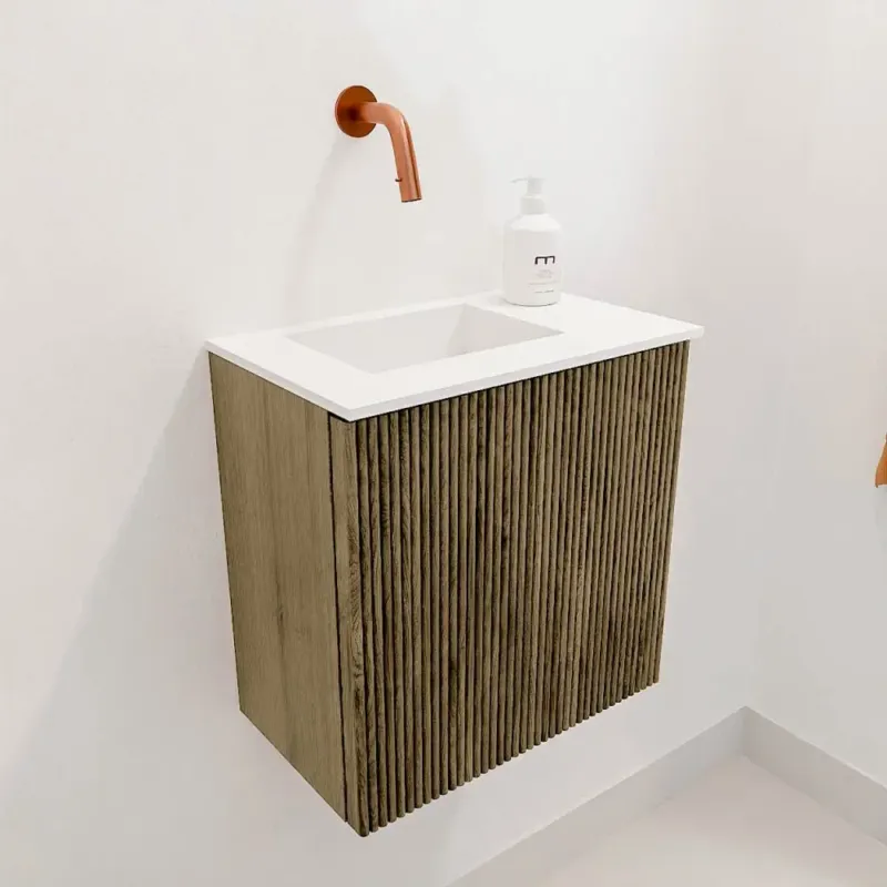 Laatste Kans Mondiaz Joya 40cm toiletmeubel dusk met wastafel faye links zonder kraangat talc