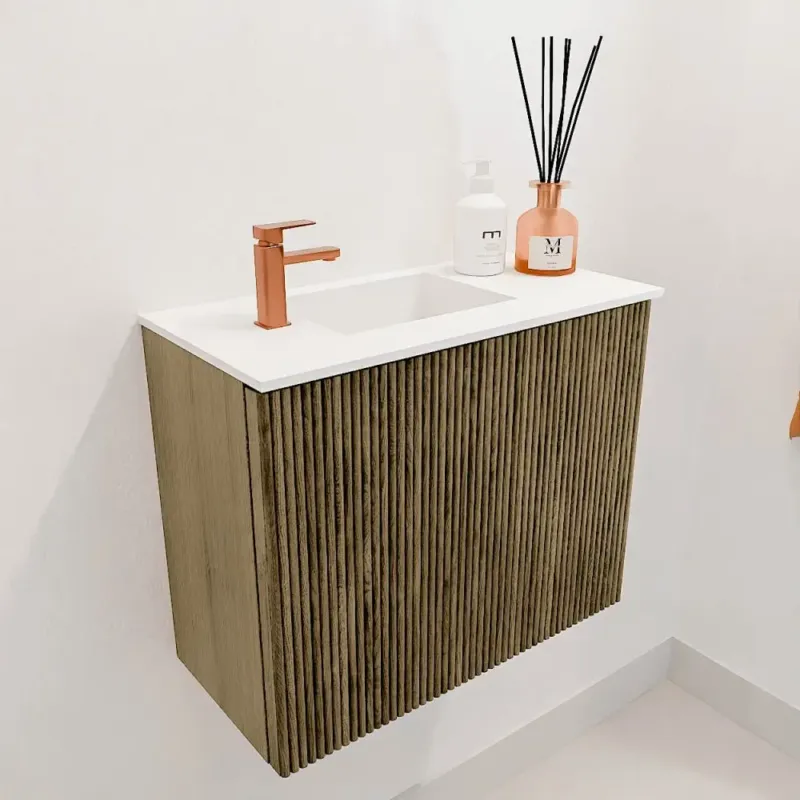 Koop Online Mondiaz Joya 50cm toiletmeubel dusk met wastafel faye links 1 kraangat talc