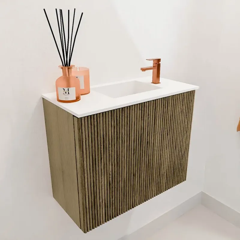 Mondiaz Joya 50cm toiletmeubel dusk met wastafel faye rechts 1 kraangat talc Hoge Kwaliteit