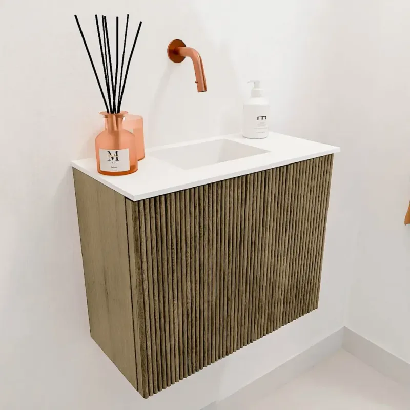Exclusieve Aanbieding Mondiaz Joya 50cm toiletmeubel dusk met wastafel faye midden zonder kraangat talc