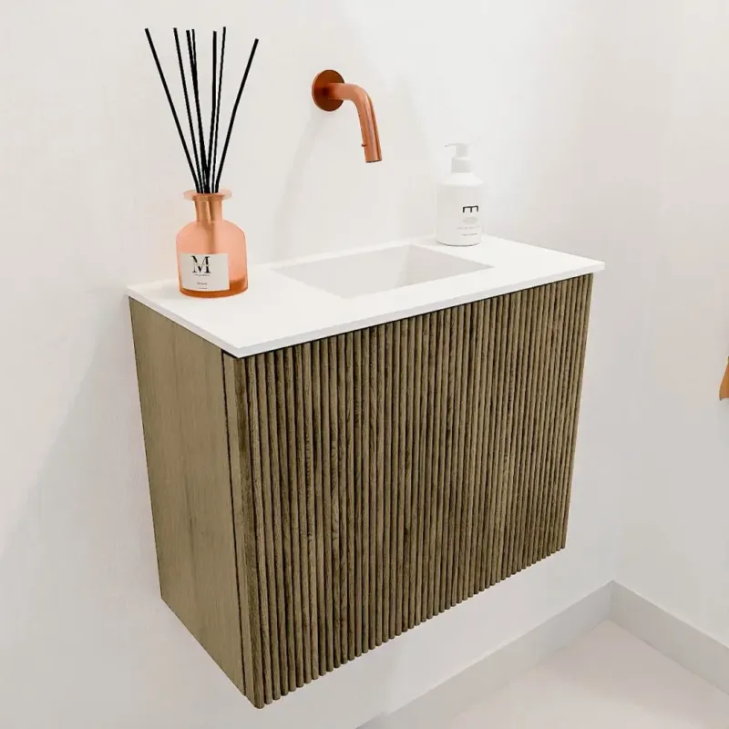 Veilige Betaling Mondiaz Joya 50cm toiletmeubel dusk met wastafel faye rechts zonder kraangat talc