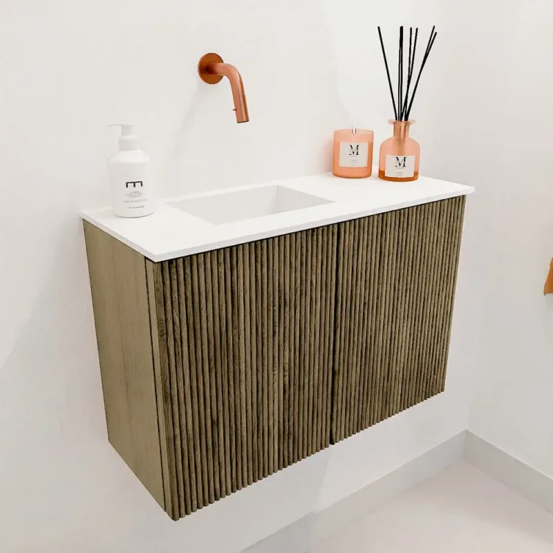 Bestseller Mondiaz Joya 60cm toiletmeubel dusk met wastafel faye links zonder kraangat talc